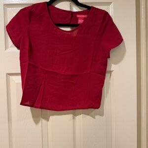 Emma’s Closet Red Boxy Crop Blouse Women’s S | Short Sleeve Modern Top NWT